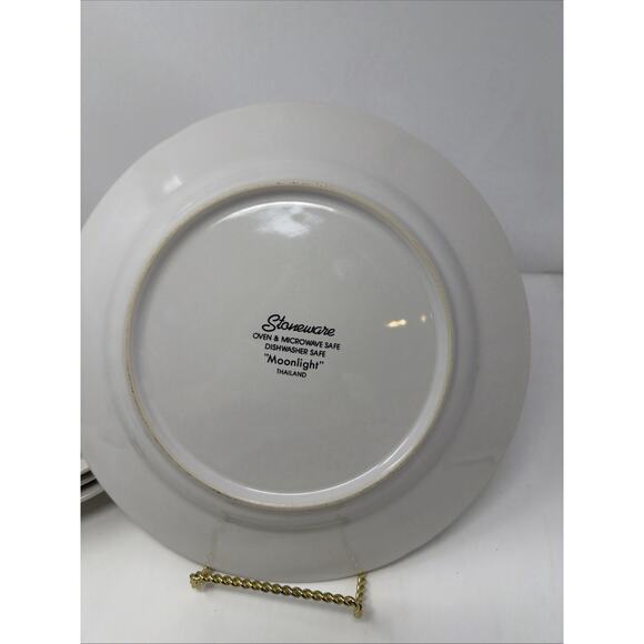 Stoneware Moonlight Country Goose Dinner Plates 10.75" Vintage 80's, Set of 4 - Picture 3 of 5